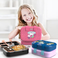 Nouvelle conception de boîte à lunch pour enfants, étanche, de qualité alimentaire, pour pique-niques et déjeuners, avec plateau intérieur en acier inoxydable, boîte à lunch pour tout-petits