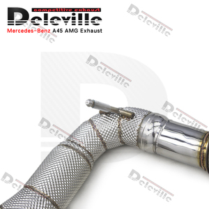 Tuyau de descente OBM pour mercedes-benz A45 CLA45 2.0T 2014-2020 tuyau d'échappement à flux libre en acier inoxydable avec bouclier thermique - Product Image 4