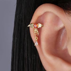 أقراط هالويونِ قرط كمثرى على شكل قلب الخفافيش الفضية الإبداعية - Product Image 2