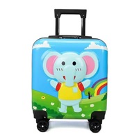 Valise à roulettes universelle de 18 pouces avec serrure à code, motif dessin animé, cabine 3D en ABS PC, sac à bagages pour cadeau d'enfant, singe bleu rose