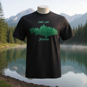 Camiseta de recuerdo Swan Lake Montana, color negro, unisex, talla mediana para adultos - Product Image 3