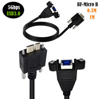 Kabel 3M USB 3.0 Tipe a Pria, kunci sekrup kabel mikro B pengisian cepat kompatibel ponsel Android kamera industri garansi 12 bulan