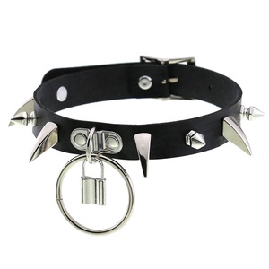 Colar de couro do punk <span class=keywords><strong>goth</strong></span>, colar de chifre ox, gargantilha sexy, feminino, de metal, com fecho em anel - Product Image 2
