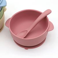 IStapromo Gifts Bol en silicone pour bébé avec couvercle et cuillère, ustensiles d'alimentation pour enfants, sans BPA, ensemble d'alimentation pour bébé, 4 couleurs, écologique