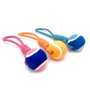 Sunraymascota 2025 New Arrival Clean Teeth Interactive Training Chew Pet <strong>Tennis</strong> <strong>Ball</strong> Rubber <strong>Rope</strong> <strong>Dog</strong> Tug <strong>Toy</strong> - Product Image 1