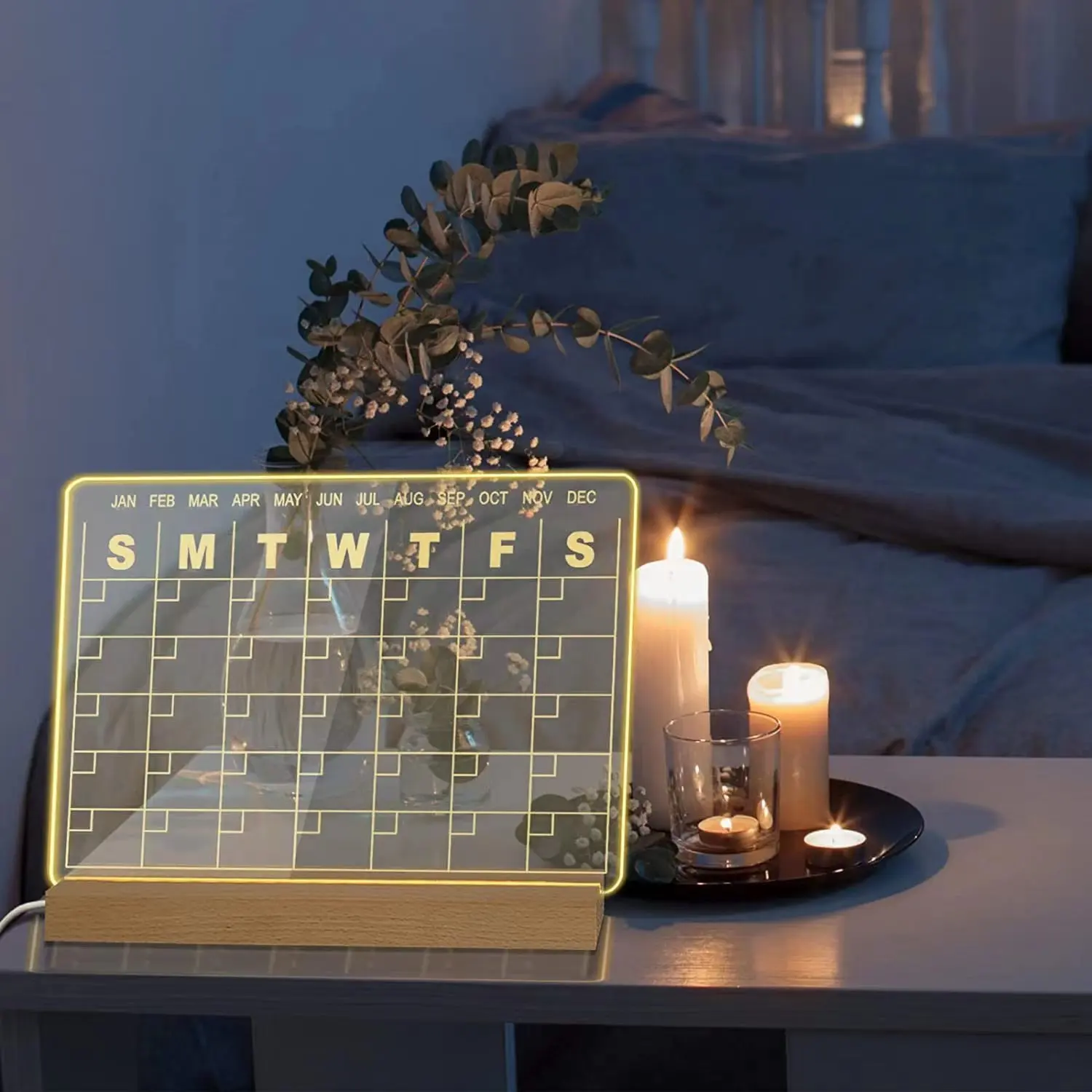 Прозрачный акриловый светодиодный настольный календарь «сделай сам»