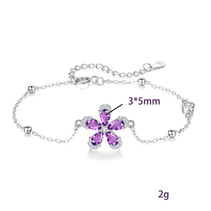 9 Bracelets minimalistes en argent sterling 925 avec pierres naturelles taillées en poire 3*5mm, motif fleur à cinq pétales, vente en gros, bijoux pour femmes - Product Image 6