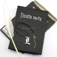 Vente en gros de carnets d'agenda à thème en cuir végétalien japonais Anime noir à couverture rigide