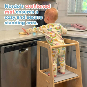 Nuova Torre di Apprendimento in Legno per Bambini con Ringhiera di Sicurezza, Ausilio per la Cucina con Altezza Regolabile e Protezione Antiscivolo - Product Image 3