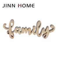 Plaque en bois pour la famille Jinn Home, décoration murale, lettres en bois, art du mot familial, boîte en bois non finie, personnalisée, brune, sculptée