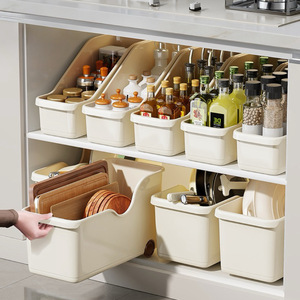 Contenedores de almacenamiento para gabinetes de cocina con ruedas, organizador rectangular multiusos para utensilios, tapas y artículos varios - Product Image 1