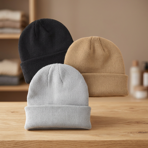 Lot de 3 bonnets décontractés pour bébé, 100 % acrylique, imperméables, couleur unie, tricot jacquard, chauds, pour l'hiver, unisexe, 48-50 cm, bébés de 3 mois à 6 mois - Product Image 3