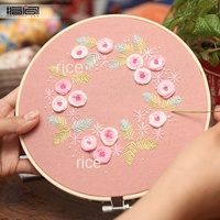 Handgemaakte katoenen linnen borduur DIY kit Europese stijl Lu 3D geborduurd logo lint wanddecoratie pastorale platteland beginners
