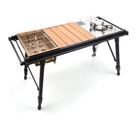 Meubles d'extérieur pour camping IGT, table pliante en alliage d'aluminium à trois unités, réglable en hauteur, portable, 2 places, carrée, pour marché nocturne