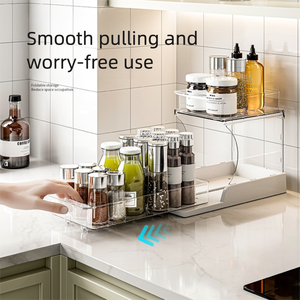 Dưới bồn rửa máy tính để bàn 2 Tier trang điểm trượt kéo ra rõ ràng tổ chức Kệ nhà bếp gia vị lư<span class=keywords><strong>u</strong></span> trữ giá - Product Image 1