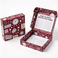 Boîte d'art de luxe bordeaux en carton ondulé personnalisée avec impression intérieure des instructions