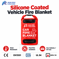 Couverture anti-feu automobile 430 GSM en fibre de verre 160G silicone, testée DIN pour les garages de véhicules électriques et l'utilisation en entrepôt