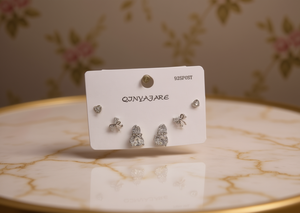 Orecchini a perno in argento Qjnyajare, stile francese, con cuore e fiocco, cristalli e strass, da donna, per tutti i giorni, in argento 925 - Product Image 2
