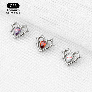 Clous d'oreilles en titane G23 avec incrustation de zircon 7,4 mm, bijoux de piercing pour usage quotidien - Product Image 4
