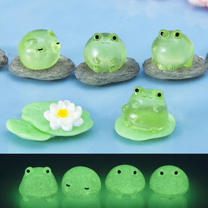 Ornamenti micro-paesaggistici KI Huacui, piccoli rane luminose, artigianato per la casa, graziose bambole in resina fai-da-te, decorazioni artigianali - Product Image 1