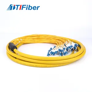 Toptan veri merkezi 144 çekirdek SM yama kablosu MPO MTP (kadın)-LC Fiber optik yama kablosu