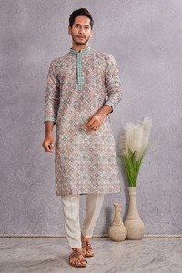 Kurta en coton traditionnel indo-occidental, coupe classique, vêtement décontracté, style Inde-Pakistan pour hommes, pour fêtes et mariages - Product Image 6