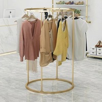 Haut de gamme dame boutique ronde vêtements suspendus or métal vêtements présentoir robe présentoir