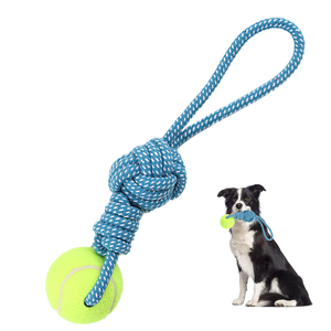 Petway 08434 Durable Interactive Clean Teeth Training Chew Toy with Cotton <b>Rope</b> & Rubber for Dogs-Indoor/Outdoor Use - Product Image 1