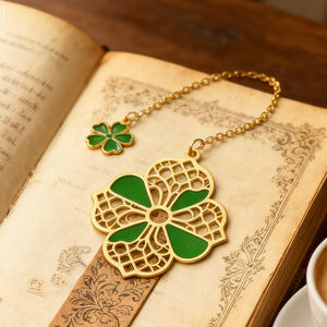 Marcapáginas de Metal de Alta Calidad al por Mayor, Diseño de Trébol de Cuatro Hojas Hueco en 3D, Marcapáginas de Metal Esmaltado Personalizado para Amantes de los Libros - Product Image 4