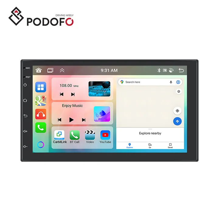 Podofo Android 13 Car Stereo 7 ''schermo IPS doppio Din 2 + 64G Carplay Android Auto BT WiFi GPS DSP FM RDS lettore autoradio