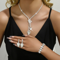 Parures de Bijoux de Mariée Tendances avec Cristal et Strass Plaqué Rhodium en Forme de Goutte d'Eau, Ensemble Deux Pièces pour Mariage et Fiançailles