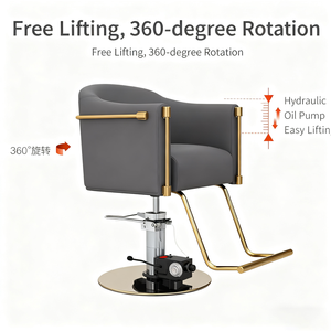 Grey Adjustable Swivel Modern Stainless Steels Fashionable Haircut Salon <b>Chair</b> Hair Salon Barber <b>Chairs</b> - Product Image 5