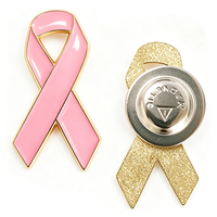 Badges personnalisés en ruban rose, épingles de sensibilisation au cancer du sein, broches en émail souple, cadeaux de charité, cadeaux de soutien, commande urgente facile
