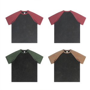 Camiseta Oversize de Dos Tonos para Hombre, Algodón Grueso, Estilo Urbano, Lisa, Tallas Grandes - Product Image 4