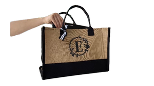 Bolsa de Yute Personalizada con Iniciales para Compras, Deportes, Yoga, Fiestas, Regalos, Playa, Negra - Product Image 5