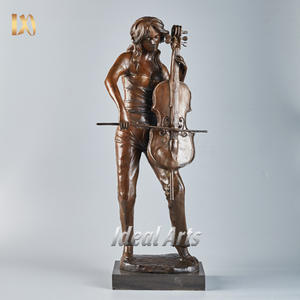 Fabriqué à la main 38cm petite décoration moderne Bronze laiton saxophone joueur Statue <span class=keywords><strong>musicien</strong></span> Figurine abstraite clarinette Statue - Product Image 5