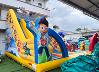 Parc de jeux gonflable avec toboggan, structure gonflable commerciale Paw Dogs, ville de jeux gonflable pour enfants