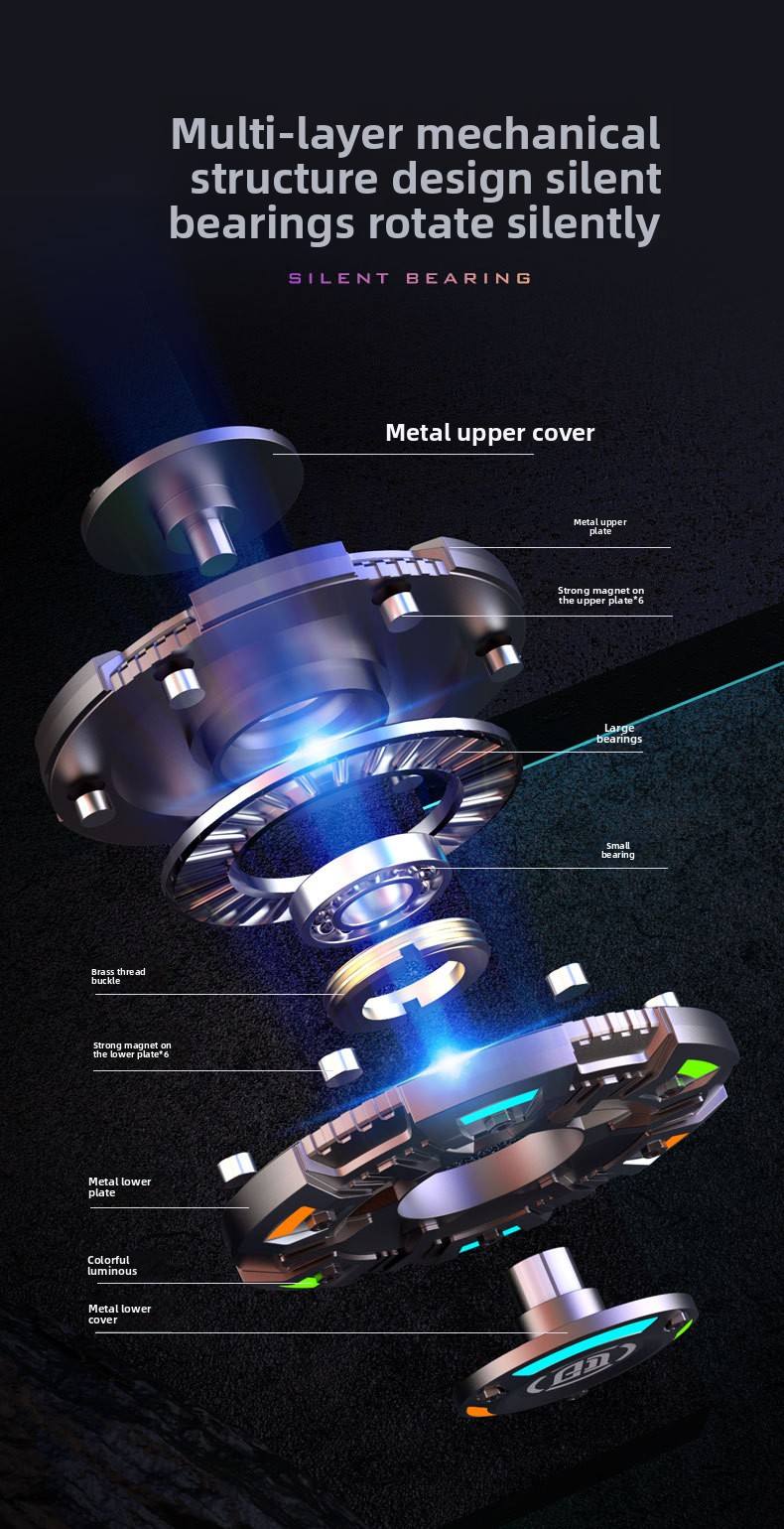 Stress Pressure Anxiety Relief Fidget Spinner Metal Finger Hand Toy Luminous Light 14 Years & up