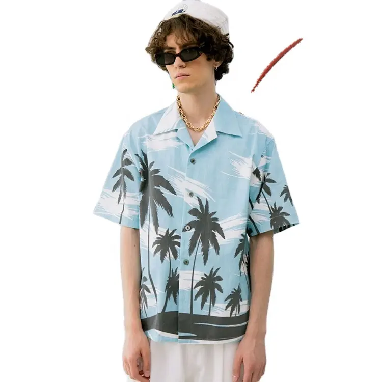 Diznew Custom Short Sleeve Men Beach Casual Party Printed Hawaiian Shirt Mens Print Patterned Shirt Button Up Shirts