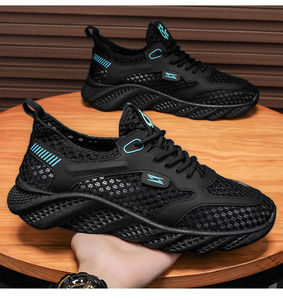Fashion Trend Lace-<b>Up</b> Breathable Mesh Mens Shoes Lightweight <b>Open</b> Weave Anti-Slippery Hard-Wearing Evergreen All Seasons Walking - Product Image 3