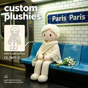 Peluche style métro de <span class=keywords><strong>Paris</strong></span>, jouet en peluche à thème voyage européen, poupée en coton doux avec tenue en tricot, cadeau pour collectionneurs - Product Image 1