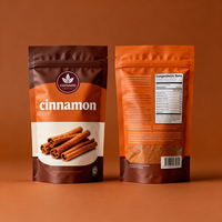 Sachet d'emballage personnalisé en aluminium refermable avec fermeture éclair pour poudre d'assaisonnement et cannelle
