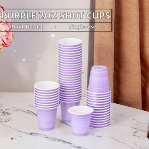 Lot de 50 gobelets jetables personnalisés en PS violet à paroi simple de 2 oz pour vin/bière/jus - Product Image 2