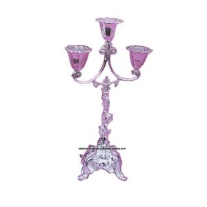 Hot <b>Sale</b> Handmade Brass Candelabra With Three Candle in Silver Plated for Party Wedding <b>Decoration</b> - Product Image 1