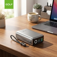 Chargeur de batterie au lithium OEM avec câble intégré, grande capacité, écran TFT, charge rapide universelle PD 65W, batterie externe 20000mAh