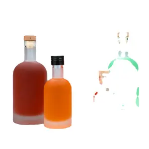 Wholesale 100ml 200ml 375ml 500ml 750ml 1L Clear/Frosted Glass Vodka Bottles Wine Brandy Liquor Bottles With Cork