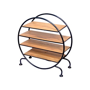 Wooden 4-Tier Round Black <b>Side</b> End Shelf <b>Table</b> With 4-Tier <b>Storage</b> Shelf for Living Room or Bedroom Decoration <b>Side</b> <b>Table</b> - Product Image 2