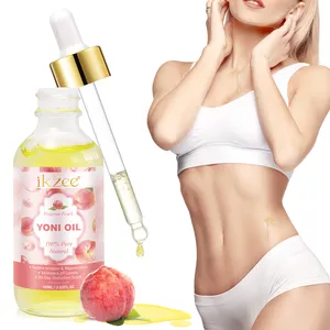 IKZEE melocotón lubrica las partes íntimas 60ml aceite Yoni sexo Etiqueta Privada orgánico al por mayor aceite esencial Yoni para mujeres