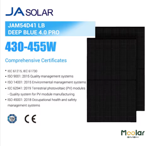 Módulo Fotovoltaico Monocristalino Bifacial Tipo N JA Solar de 460W, Totalmente Negro, JAM54D41-460/LR, Panel Solar de Alta Eficiencia - Product Image 1