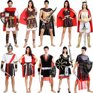 เทศกาลปาร์ตี้สวมหน้ากากผู้ใหญ่เด็กคอสเพลย์ซีซาร์ Crusader นักรบโรมันโบราณเครื่องแต่งกายนักรบสปาร์ตัน